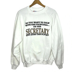 Vintage Back To School Spell Out Secretary Novelty Joke Graphic Sweatshirt